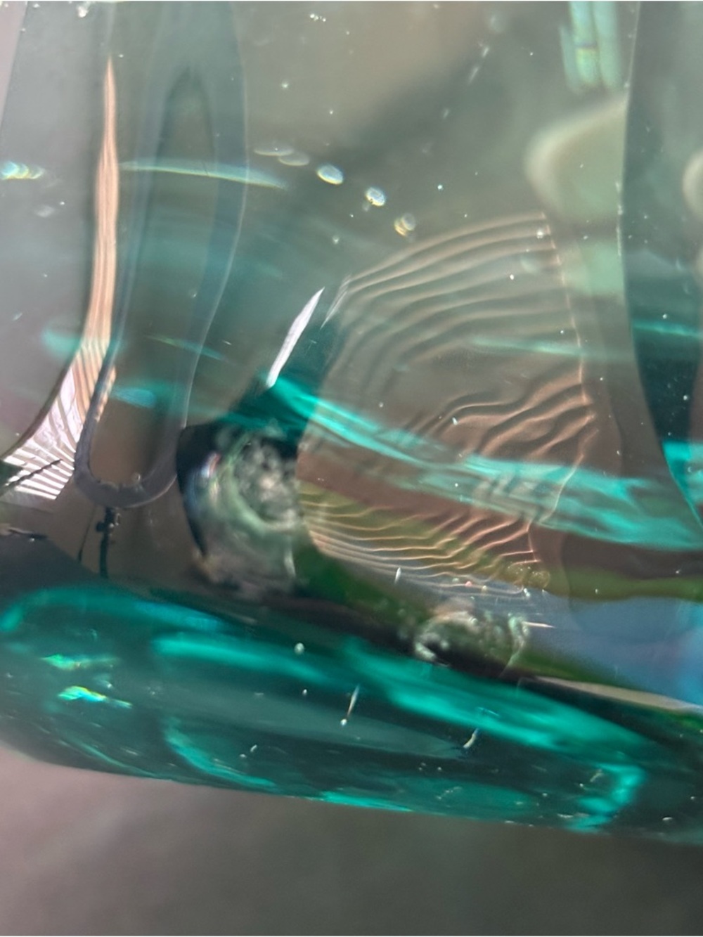 Murano Style Sommerso Art Glass Vase/Candle Teal Blue Heavy Glass Hand Blown4.5” - Picture 9 of 15